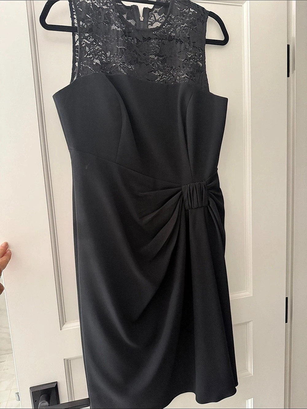 Teri Jon Black Lace Bodice Draped Mini Dress Like New Sz 8
